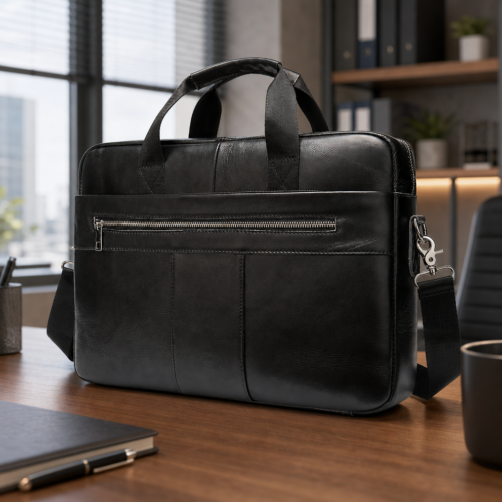 Men's Leather Briefcase Business Men's Bag First Layer Cowhide Portable